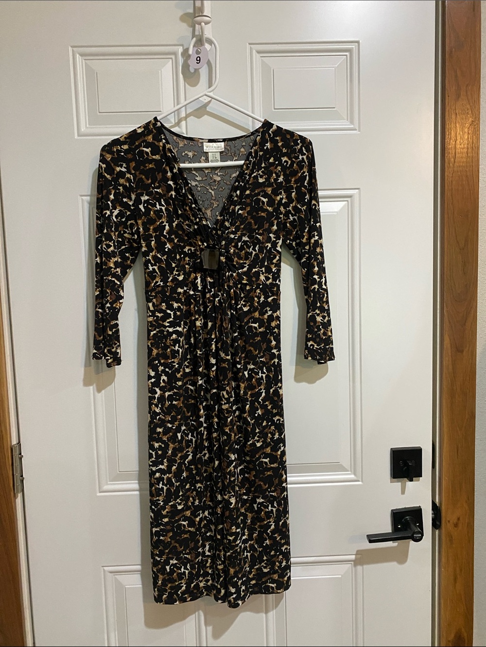 Motherhood Maternity Black, Brown & Cream Animal Print Midi Dress
